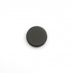 Black Onyx Cabochon, round flat 14mm x1pc