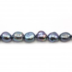 Dark blue in baroque shape freshwater cultured pearls 9-10mm x 2pcs