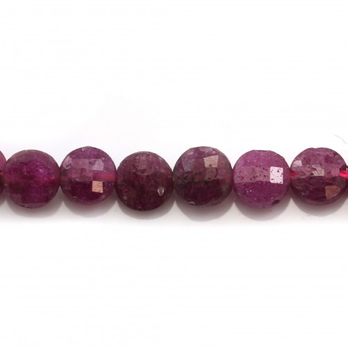 Red ruby, round flat faceted, 4mm x 4pcs