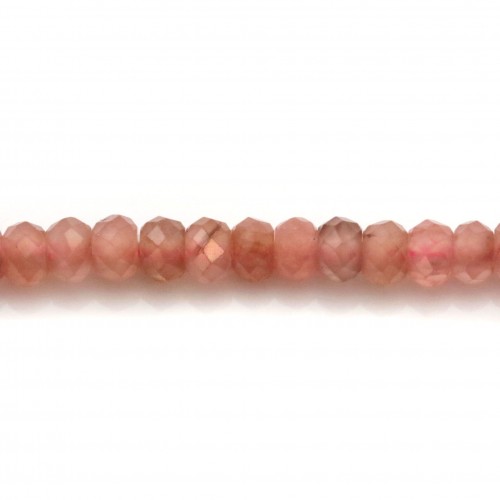 Rhodochrosite, in the shape of a faceted roundel, 2 * 3mm x 8pcs