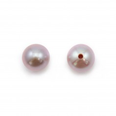 Perlas cultivadas de agua dulce, semiperforadas, moradas, redondas, 5-5.5mm x 2pcs