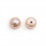 Freshwater cultured pearls, semi-perforated, purple, button, 6.5-7mm x 4pcs