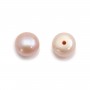 Perles de culture d'eau douce, semi-percée, mauve, bouton, 7-7.5mm x 2pcs