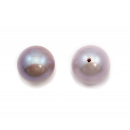 Perle de culture d'eau douce, semi-percée, mauve, ronde, 10-11mm x 1pc