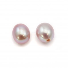 Perlas cultivadas de agua dulce, semiperforadas, moradas, ovaladas, 4-4.5mm x 2pcs