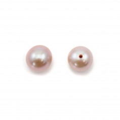 Perles de culture d'eau douce, semi-percée, mauve, ronde, 5.5-6mm x 2pcs