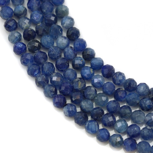 Cyanite in blue color, in faceted round shape, 2.5mm x 39cm