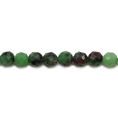 Ruby Zoisite Faceted Round 4mm x 10 pcs