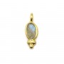 Oval Labradorite charm on gold gilt silver 4x11mm x 2pcs