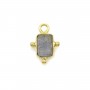Rectangle Labradorite charm on gold gilt silver 5x7mm x 1pc