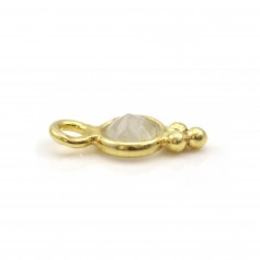 Round faceted moon charm Gemstone on silver gilt 5*11mm x 1pc