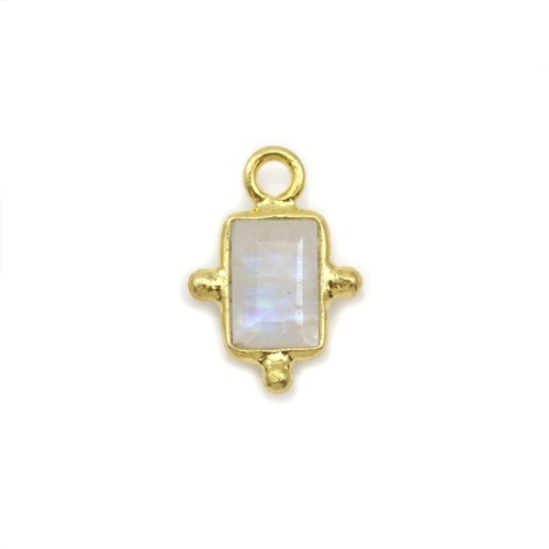 Rectangle moonstone charm on gold plated silver 5*7mm x 1pc