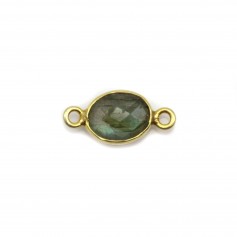 Oval faceted Labradorite on gold gilt silver 7x15mm x1pc