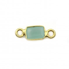 Chalcedony rectangle faceted on silver gilt 5x13mm x1pc