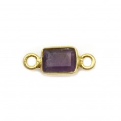 Amethyst faceted rectangle on silver gilt 5x13mm x1pc