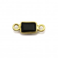 Onyx faceted rectangle spacer on silver gilt 5x13mm x1pc