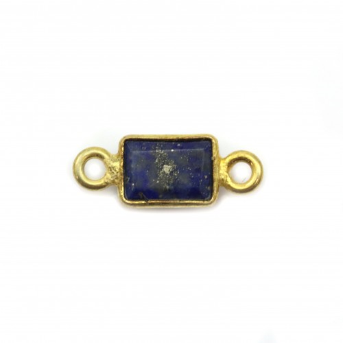 Lapis Lazuli Zwischenlage rechteckig facettiert auf vergoldetem Silber 5x13mm x1Stück