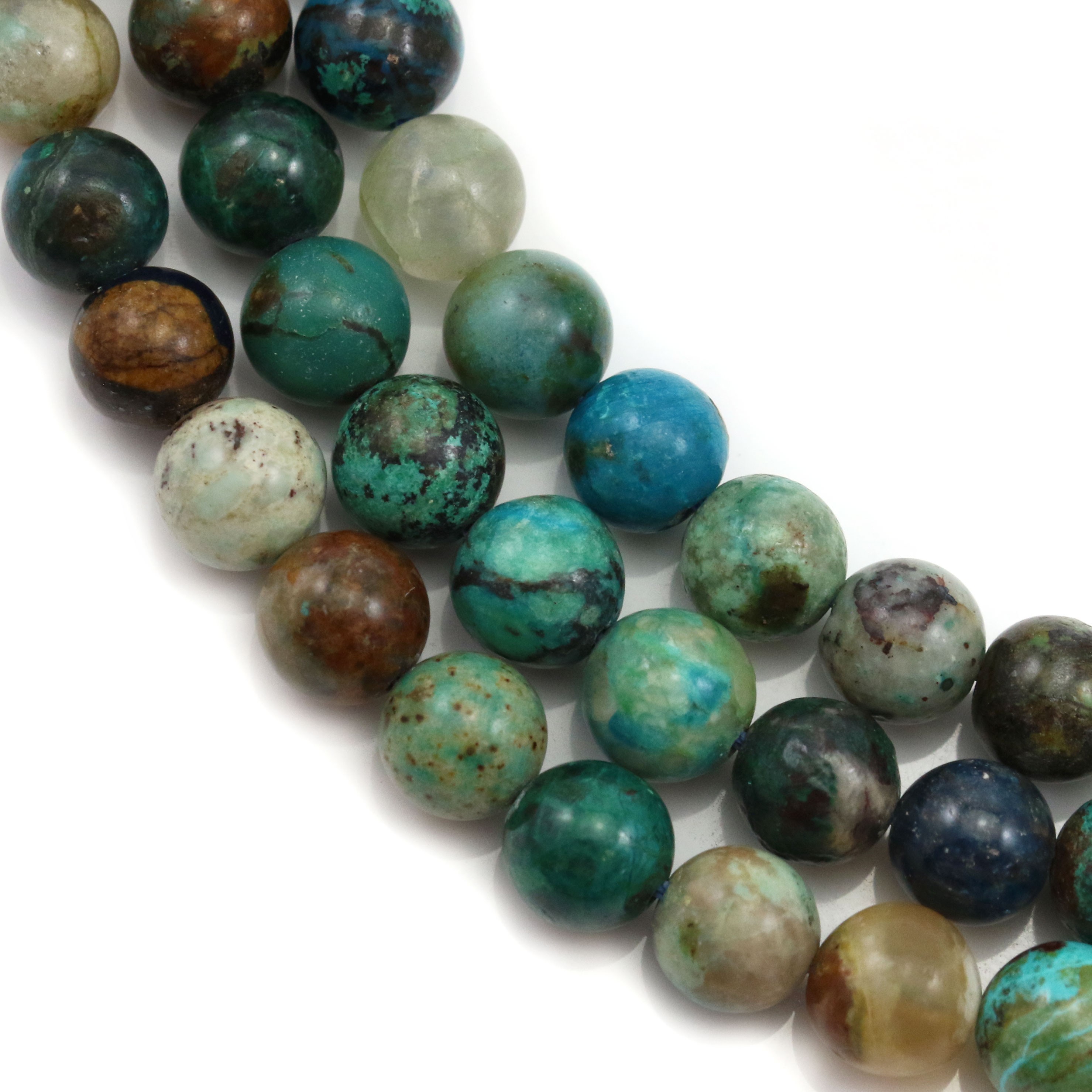 1 I-Beads Perles Rondes Azurite Chrysocolle 8mm sur Fil 