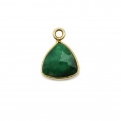 Faceted triangle emerald treated stone set in gold-plated silver 9mm x 1pc