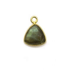 Faceted triangle labradorite set in gold-plated silver 9mm x 1pc
