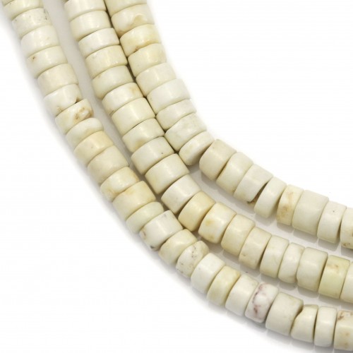 Howlite in beige color, in shaped of a washer, 3 * 4mm x 40cm