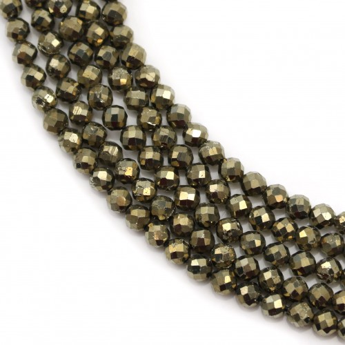 Pyrite Faceted Round 3mm X 40cm 