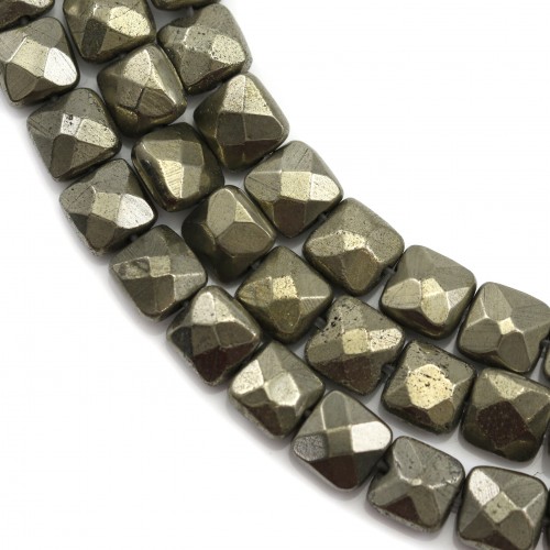 Pyrite, en forme de carré plat facetté, 6mm x 39cm