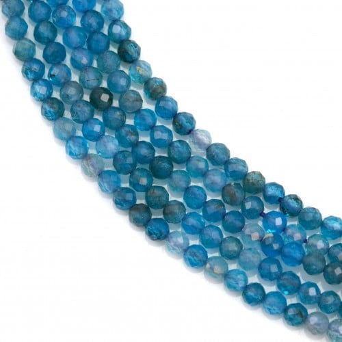 Apatite of blue color and in round shape, 2mm x 40cm