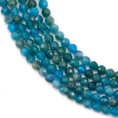 Apatite of blue color and in round faceted shape, 3.5mm x 39cm