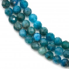 Apatite of blue color and in round faceted shape, 4 - 5mm x 39cm