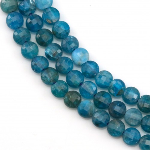 Apatite in blue color, in shape of a faceted washer, 3 * 4mm x 39cm