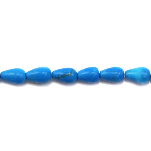 Turquoise reconstituted in the shape of drop 5x8mm x 6 pcs