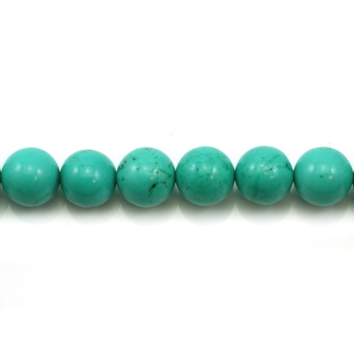 Round green treated turquoise 14mm x 2pcs