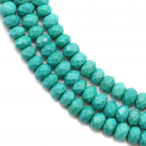 Turquoise reconstituted, in the shape of faceted washer, measuring 4*2.5mm x 40cm