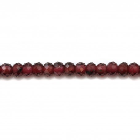 Garnet in wine color, in the shape of a faceted roundel, size 2 * 3mm x 10pcs