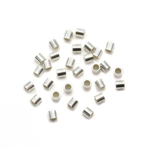 Perline tubolari schiacciate argento 925 2x2x1,5mm x 20pz