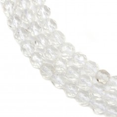 Round faceted rock crystal bead strand 4mm x 40cm