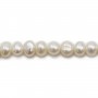 Perles d'eau douce blanches ovales sur fil 4-5mm x 40cm