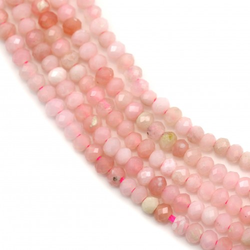 Pink opal faceted rondelle 2x3mm x 40cm