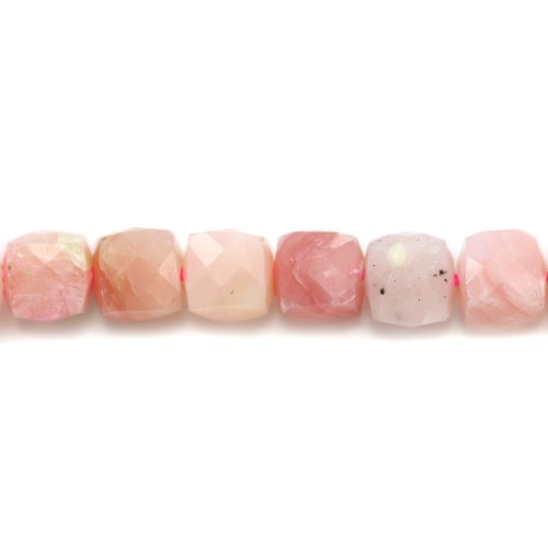 Opale rosa, forma di cubo sfaccettato, 4,5-5 mm x 6 pezzi