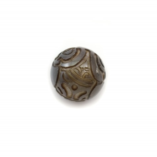 Perla cultivada de Tahití, redonda tallada, 12-13mm, D x 1pc