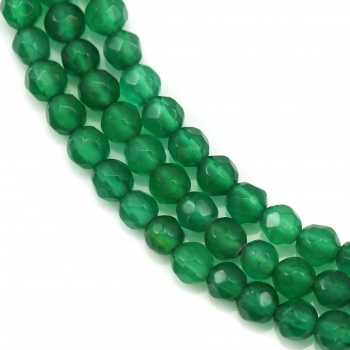 Verde ágata, facetada redonda, 4mm x 40cm