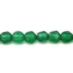 Green Agate, round faceted, 4mm x 40cm