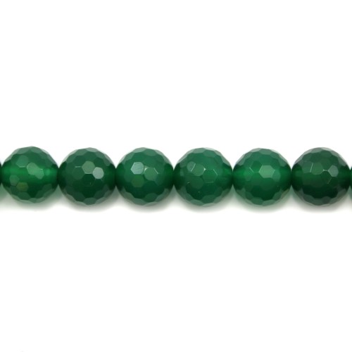 Green round faceted agete vert 12mm x 2pcs