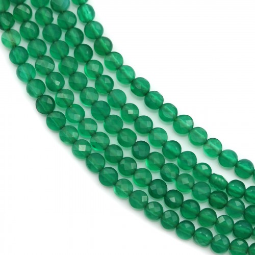 Green agate flat round faceted 2mm x 40cm