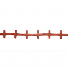Ágata, rojo, cruz, 22x30mm x 40cm (13pcs)