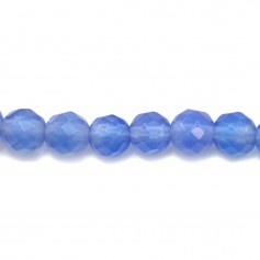 Agate teinte bleu round faceted 4mm x 40 cm 