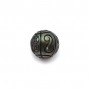 Tahitian cultured pearl, round carved, 13-14mm x 1pc