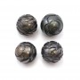 Perle de culture de Tahiti, sculptée ronde, 13-14mm x 1pc