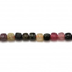 Multicolored tourmaline, in the shape of a faceted cube 5mm x 6pcs